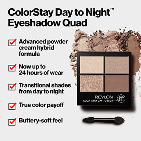 Eyeshadow Palette by Revlon, ColorStay Day to Night Up to 24 Hour Eye Makeup, Velvety Pigmented Blendable Matte & Shimmer Finishes, 530 Seductive, 0.16 Oz