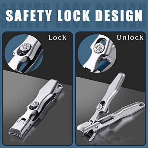 Nail Clippers for Men Thick Nails - Professional Extra Large Heavy Duty Toe Nail Clippers for Seniors, Stainless Steel Wide Jaw Opening No Splash Fingernail Cutters Long Handle with Catcher File