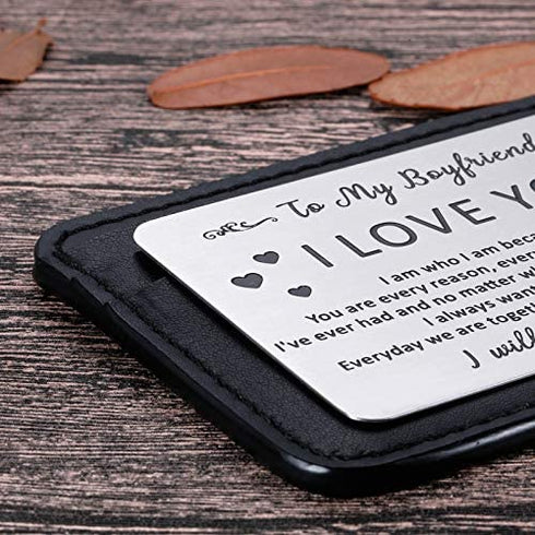 to My Boyfriend Gifts Wallet Card Insert for Him Men from Girlfriend to Boyfriend Husband to Be Christmas Valentine Stocking Suffers Anniversary Birthday Gifts I Love You Note Engagement Gifts Fiance