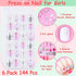 144 Pcs Fake Press on Nails for Kids, Thrilez Kids False Nails Children Artificial Fake Nail Tips Pre Glue Full Cover Short Nails for Girls Kids Teens Nail Art Decoration (Pink Series)