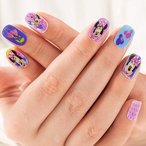 Disney Minnie Mouse - Townley Girl 48 Pcs Press-On Nails Artificial False Nails Set for girls, kids with Pre-Glue Full Cover Acrylic Nail Tip Kit, Ages 6+ for Parties, Sleepovers & Makeovers