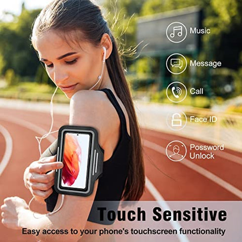 ykooe Phone Running Holder Armband for Samsung Galaxy S22 S21 S20 FE Plus Ultra S10 S9 A12 A13 A32 A52 A53 A03s Note 20 Google Universal Men Women Arm Bands Case with Card Holder for Jogging Walking