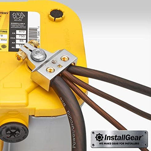 InstallGear 0/4/8 or 10 Gauge Battery Terminals with Shims - Positive and Negative | for Car Battery, Battery Pack, Battery Terminal Connectors, 0 Gauge, 4 Gauge, 8 Gauge, and 10 Gauge Wires