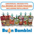 Buon Bambini Soft Sip Baby Food Pouch Toppers with Travel Case, 100% Silicone, Aqua/Blue, 2-Pack