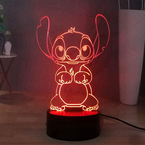 Laysinly Stitch LED Night Light, Stitch 7 Colors 3D Acrylic Table Lamp, Child Bedroom Sleeping Night Lamp Decor Light, USB Remote Control Home Desk Lamp, Baby Kids Teen Lighting (Stitch)