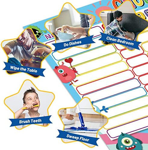Dry Erase Chore Chart for Kids Reward Chart Reusable Self-Adhesive Behavior Chart for School Home Classroom 8 Pack