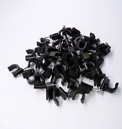 100 Pack Nail in Cable Clips Ethernet Cable Nails Tacks Clips 8mm for Electrical, Ethernet, Dish Wire, Coax Cable, RG6, RG59, CAT6, RJ45 Cable,Black