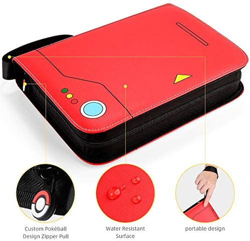 Tombert TCG Binder Compatible with PTCG, 4 Pocket Trading Card Album Folder, Holds Up To 400 Cards.