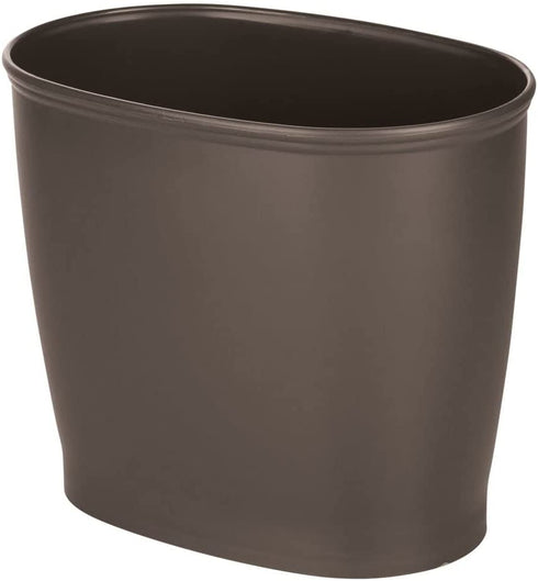 mDesign Modern Oval Plastic Small Trash Can Wastebasket, Garbage Container Bin for Bathroom, Kitchen, Laundry Room, Home Office, Dorms - Espresso Brown
