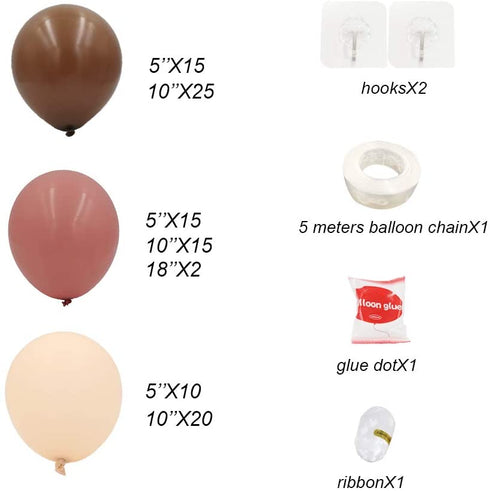 Retro Coffee Pink Apricot Balloon Arch Garland Kit-102pcs, 4 Sizes Retro Pink Coffee and Apricot Balloons-Party Decorations for Baby Shower, Bridal Shower, Birthday Party, Graduation, Engagement