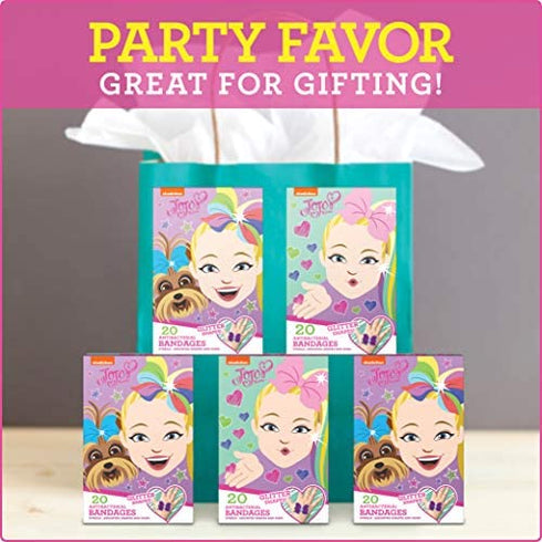 JoJo Siwa Kids Bandages, 100 ct Glitter Bandages | Wear Like Stickers, Adhesive Antibacterial Bandages for Minor Cuts, Scrapes, Burns. Easter Basket Stuffers for Kids & Toddlers
