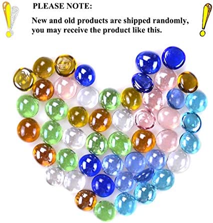 KINGOU Replacement Mancala Stones Mixed Colored Flat Glass Pebbles / Beads / Gems for Games ( 12-15mm )