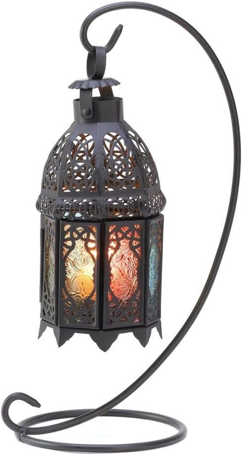 Gifts & Decor Rainbow Moroccan Ornate Candle Holder Lantern Stand