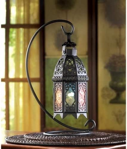 Gifts & Decor Rainbow Moroccan Ornate Candle Holder Lantern Stand