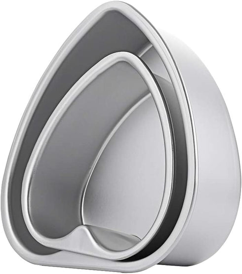 2pcs Heart Shaped Cake Pan Aluminum Cake Tray Removable Bottom Wedding Birthday Cheesecake Baking Mold (6+8inch)