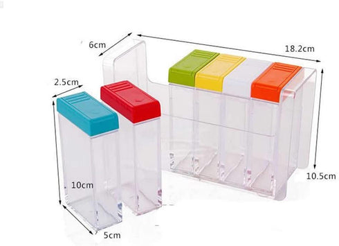 Spice Shaker, Windspeed 6 Pcs Seasoning Rack Spice Pots Storage Container Condiment Jars with Tray for Salt Sugar Cruet