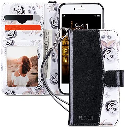 ULAK iPhone 8 Wallet, iPhone SE Wallet Case 2020, iPhone SE 3 Wallet 2022, iPhone 7 Flip Wallet Case, PU Leather Kickstand Card Holder Protective Cover for iPhone 7/8/iPhone SE 2 3 Gen 4.7'', Black