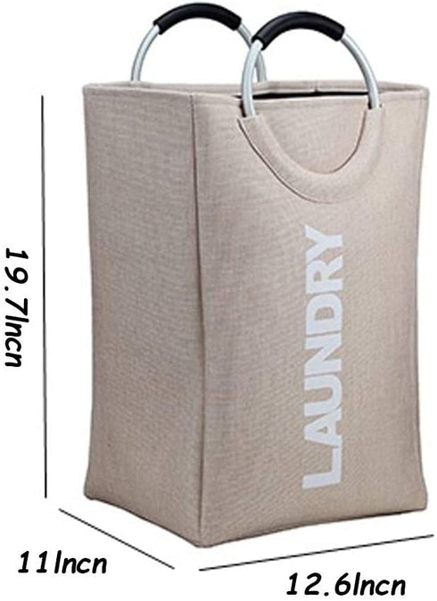 FROPACKZO 45L Collapsible Storage Laundry Hamper Folding Laundry Baskets laundry bag, With Metal handle, Bedroom Storage Toys Clothing Organization (Color : Beige)