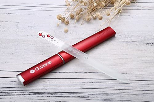 Crystal Nail File With Austria Crystals – G.Liane Professional Nail File In Case Manicure Pedicure Kit For Natural Nails Acrylic Nails Gels Nails Manicure Tools For Home And Salon (Red Bubble)