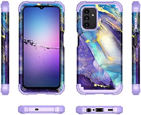 Rancase for Galaxy A13 5G Case,Three Layer Heavy Duty Shockproof Protection Hard Plastic Bumper +Soft Silicone Rubber Protective Case for Samsung Galaxy A13 5G,Purple