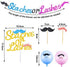 50 Pieces Staches or Lashes Set Include Gender Reveal Banner Cake and Cupcake Topper Balloons for Boy or Girl Baby Shower Birthday Party Decorations Kits (Blue and Pink)