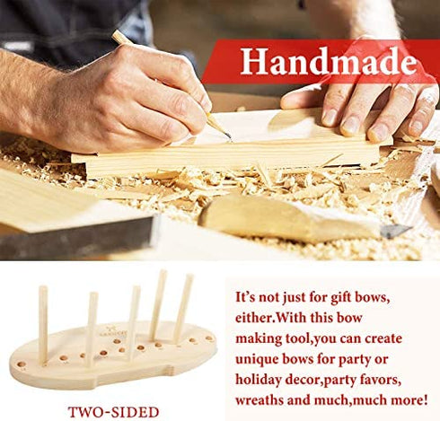Bow Maker for Ribbon, Holiday Wreaths,Wooden Wreath Bow Maker Tool for Creating Gift Bows, Party Decorations, Hair Bows, Corsages, Holiday Wreaths, Various Crafts(Double-Sided)