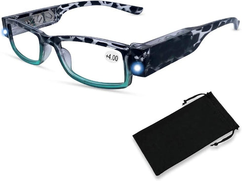 Reading Glasses with Light Bright LED Readers with Lights Reading Glasses Lighted Magnifier Nighttime Reader Compact Full Frame Eyewear Clear Vision Unisex Clear Vision Lighted Eye Glasses?+400