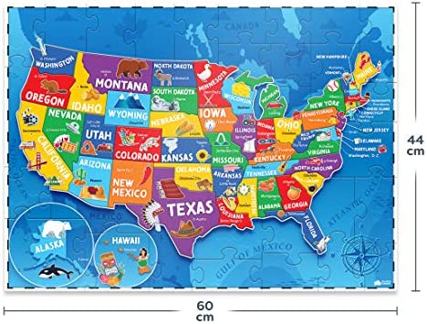 United States Puzzle for Kids - 70 Piece - USA Map Puzzle 50 States with Capitals - Childrens Jigsaw Geography Puzzles for Kids Ages 4-8, 5, 6, 7, 8-10 Year Olds - US Puzzle Maps for Kids Learning