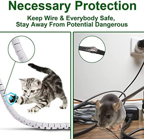 TITACUTE Cable Tube Organizer, Coiled Tube Sleeve Cable Wrap Spiral Wire Sleeves Cable Management with Cord Cover Clips for TV PC Computer Home Entertainment Wall White