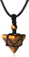 Tiger Eye Healing Crystal Necklace Pointed Pendant Necklaces Adjustable Rope Natural Pyramid Gemstone Stone Necklace Reiki Quartz Jewelry for Women Men