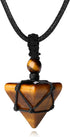 Tiger Eye Healing Crystal Necklace Pointed Pendant Necklaces Adjustable Rope Natural Pyramid Gemstone Stone Necklace Reiki Quartz Jewelry for Women Men