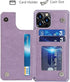 Jaorty for iPhone 12 Pro Max Wallet Case with RFID Blocking Card Holder for Girls Women,Premium PU Leather Magnetic Buttons Stand Flip Wrist Strap Case for iPhone 12 Pro Max 6.7 Inch,Heart Purple