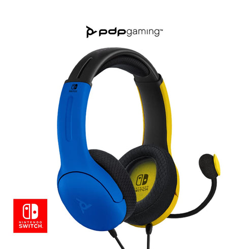 PDP Gaming LVL40 Stereo Headset with Mic for Nintendo Switch - PC, iPad, Mac, Laptop Compatible - Noise Cancelling Microphone, Lightweight, Soft Comfort On Ear Headphones, 3.5mm jack - Yellow & Blue