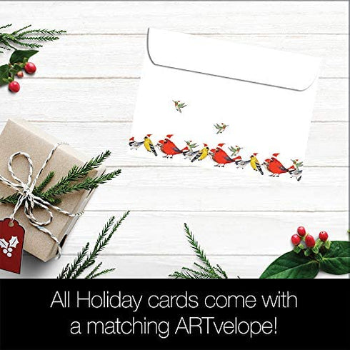 Tree-Free Greetings Christmas Cards and Envelopes, Holiday Card Set, 5 x 7 Inch Cards, Box Set of 10, Bird Dog Christmas, (HB93239)