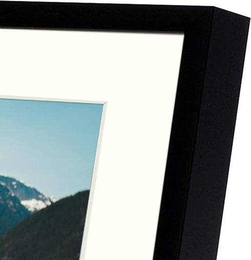 Frametory, 5x7 Aluminum Picture Frame with Ivory Mat for 4x6 Photos - Easel Stand, Sawtooth Hangers - Great for Events, Offices, Homes (Black, 2-Pack)