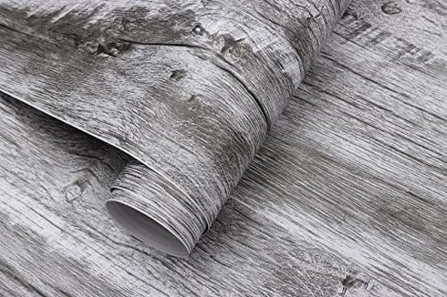 Gray Wood Rustic Contact Paper Wood Peel and Stick Wallpaper Reclaimed Wood Looking Wallpaper Removable Adhesive Wallpaper Wall Covering Shelf Vinyl Paper Roll 118.71inchX17.71inch