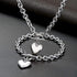 Silver 18k Gold Rose Gold Plated Charm Chunky Stainless Steel Chain Heart Toggle Choker Bracelet Necklace Set for Womens Girls Fashion Valentine Jewelry Set