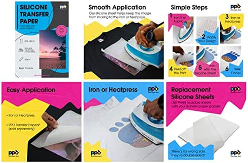 PPD Silicon Papers for T Shirt Transfer Iron or Heat Press - 10 Sheets PPD-102