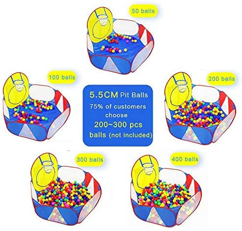 Eocolz Kids Ball Pit Large Pop Up Childrens Ball Pits Tent for Toddlers Playhouse Baby Crawl Playpen with Basketball Hoop and Zipper Storage Bag, 4 Ft/120CM, Balls Not Included