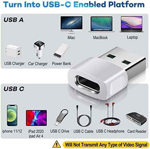 Basesailor USB to USB C Adapter 3 Pack,Zinc Alloy Type C Female to A Male Charger Block-Converter for iPhone 12 13 14 Pro Max,Airpods,iPad 8 10 Air 4 5 Mini 6,Samsung Galaxy Z Fold Flip S23 A53 Watch