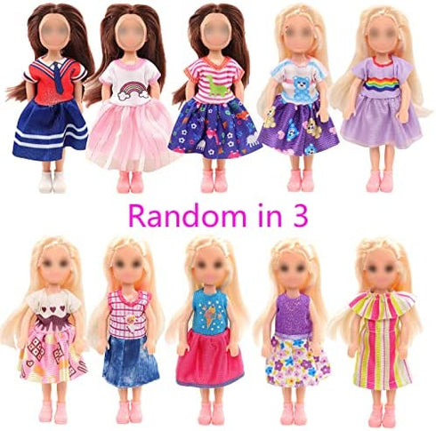 5.3 Inch Chelsea Doll Clothes and School Playset 3 Dresses 3 Outfits 2 Shoes and 19 Pcs Study Supplies Accessories for Chelsea Doll