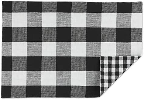 DII Gingham Check Tabletop Collection, Black, Placemat Set