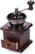 A + kitchen Wooden Manual Coffee Grinder Vintage Style Hand Coffee Mill Burr Coffee Grinder with Ceramic Hand Crank+Wooden Manual Coffee Grinder Cleaning Brush, Brown, 20 x 9.5 x 16.5 cm (A3329)