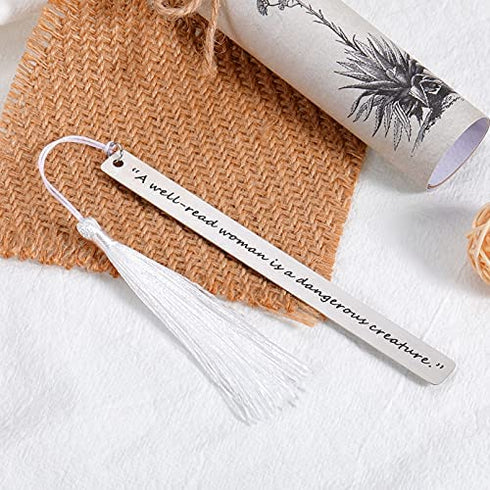 Book Lover Appreciation Gifts for Women Female Friend Bookmark with Tassel for Book Lovers Teacher Boss Lady Her Birthday Christmas Gifts for Book Reader Bookworms A Well Read Woman Stocking Stuffers