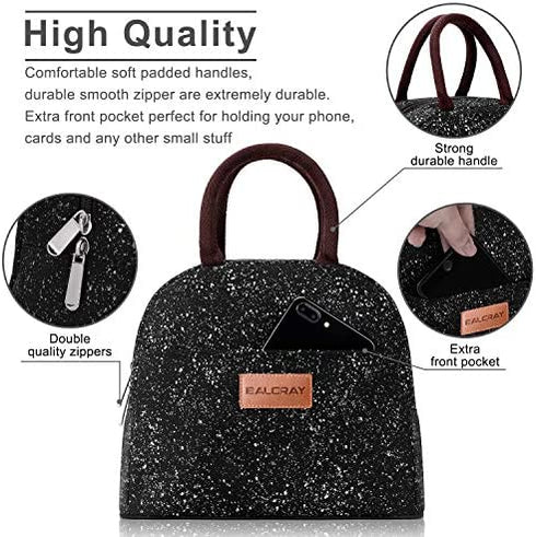 BALORAY Lunch Bag for Women Men Insulated Lunch Box for Adult Reusable Lunch Tote Bag for Work, Picnic, School or Travel (Black Starry)