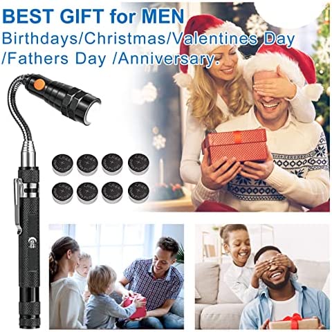 Dream Master Christmas Gifts For Men Magnetic Pickup Tool with 3 LED Lights, Telescoping Magnet Flashlight, Cool Gadget Gifts for Dad, Handyman, Husband, Boyfriend or Women, 1 Pack