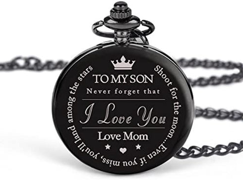 to My Son | Mother and Son - Graduation Gifts for Him 2022 - Engraved “to My Son Love Mom” Pocket Watch - Perfect Gifts for Son from Mom for Christmas, Valentines Day, Birthday