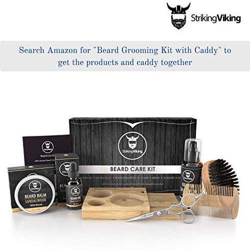 Beard Caddy Organizer for Grooming Products - Men's Bathroom Organizer Display Stand - Beard Product Holder for Your Beard Oil, Balm, Wash, Comb, Brush & Scissors, Striking Viking (1 Piece Caddy)