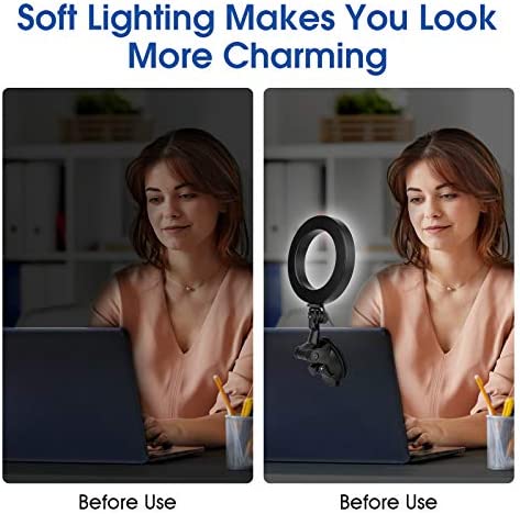 Ring Light for Zoom Meetings, Laptop Ring Light with Tripod Stand, Ring Light with Suction Cup for Computer Monitor …