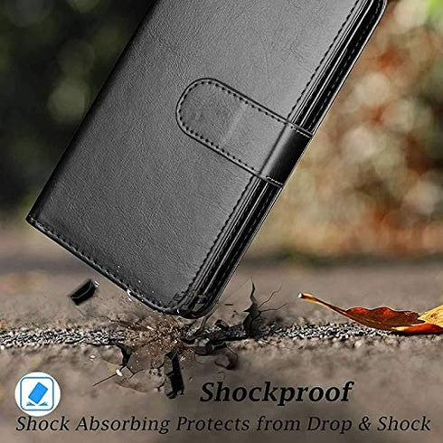 for Moto One 5G Ace Case,for Motorola 5G Ace Wallet Case,with Screen Protector,PU Leather Wrist Strap Card Slots Soft TPU Shockproof Protective Flip Cover Phone Case for Moto One 5G Ace Case, Black